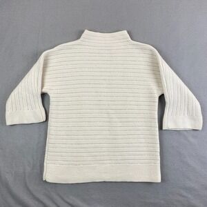 Massimo Dutti Womens Sweater XS beige eye Crochet 3/4 Sleeve mock neck